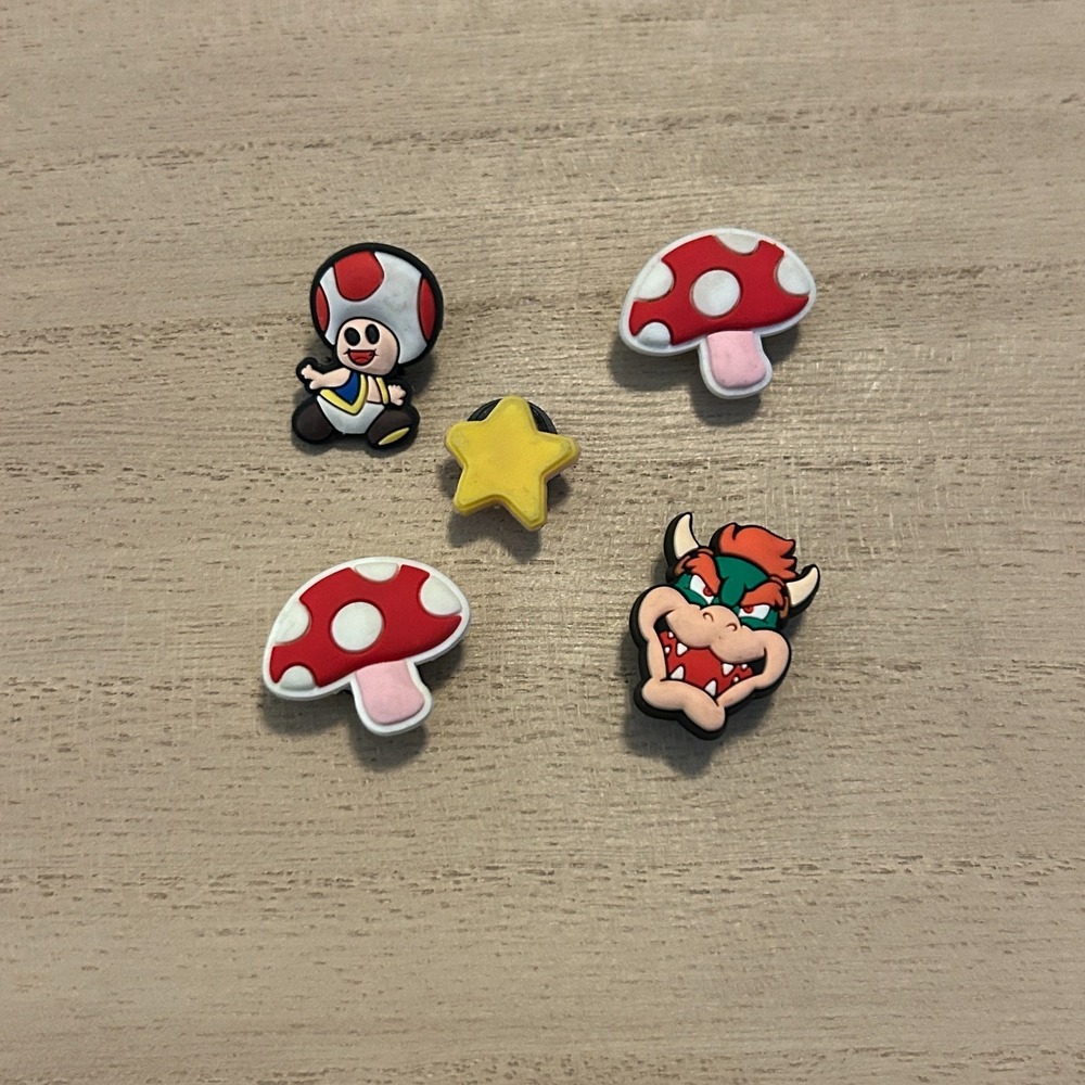 Super Mario Shoe Charms Set Of 5 Shoe Jewelry Yoshi Mushroom King Koopa